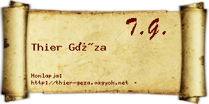 Thier Géza névjegykártya